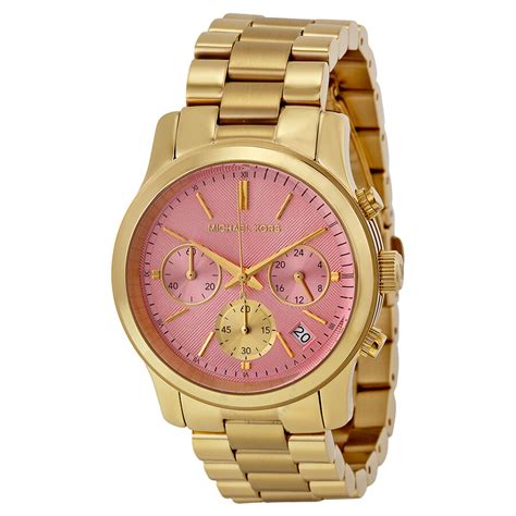 michael kors runway gold and pink watch|Michael Kors runway chronograph.